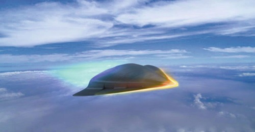 An artist's rendering of the Raytheon Advanced Missile Systems' TBG hypersonic weapon system.