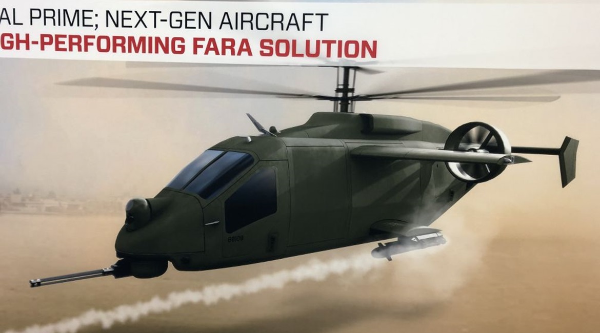 Artist's illustration of the AVX Aircraft-L3 Technologies offering for the US Army's Future Attack Reconnaissance Aircraft-Competitive Prototype (FARA-CP) programme on display at the 2019 AAAA Summit.