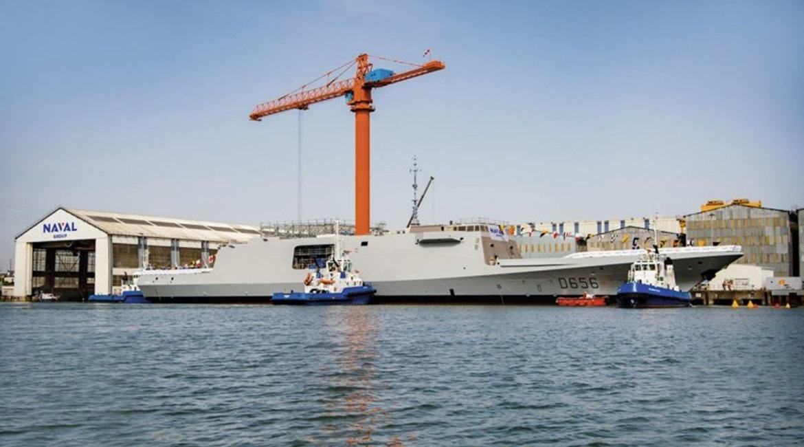 The Alsace, the first Frégate Européenne Multi-Missions (FREMM) frigate with enhanced air defence capabilities, was launched by Naval Group at its Lorient site on 18 April.