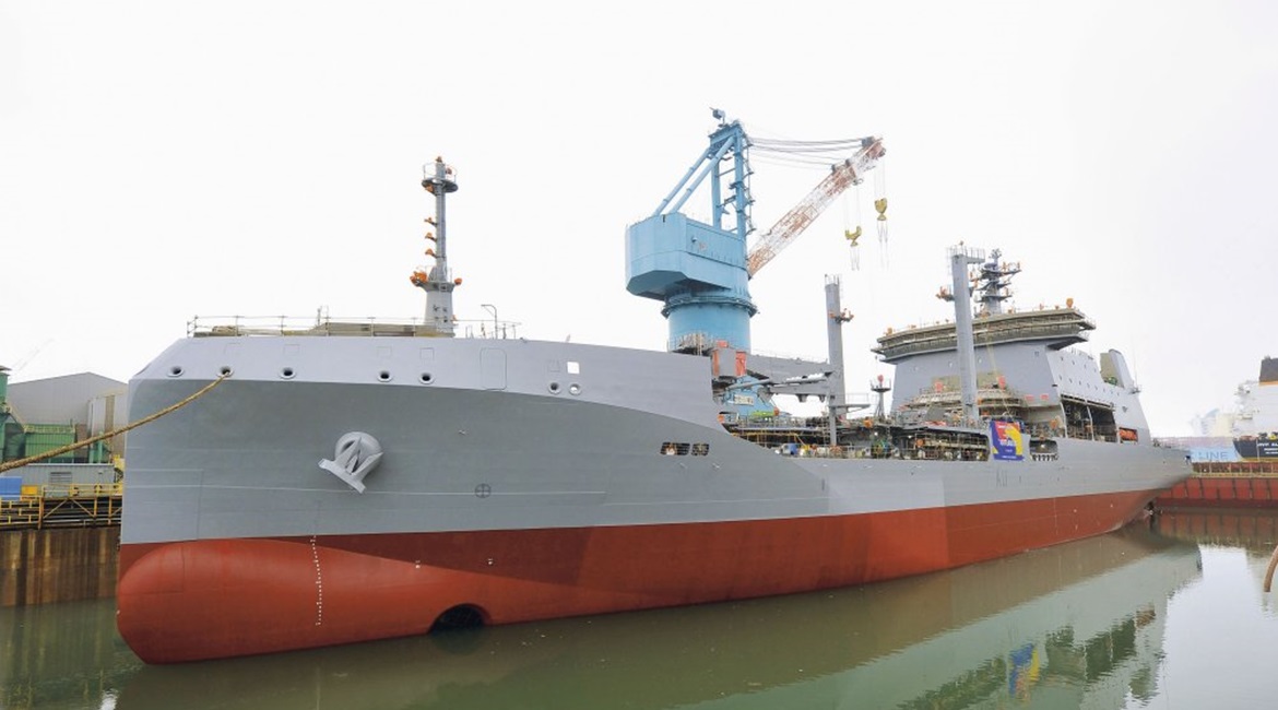 South Korean shipbuilder HHI launched the RNZN's future fleet replenishment vessel, 
        
        , on 24 April at the company's dockyard in Ulsan.