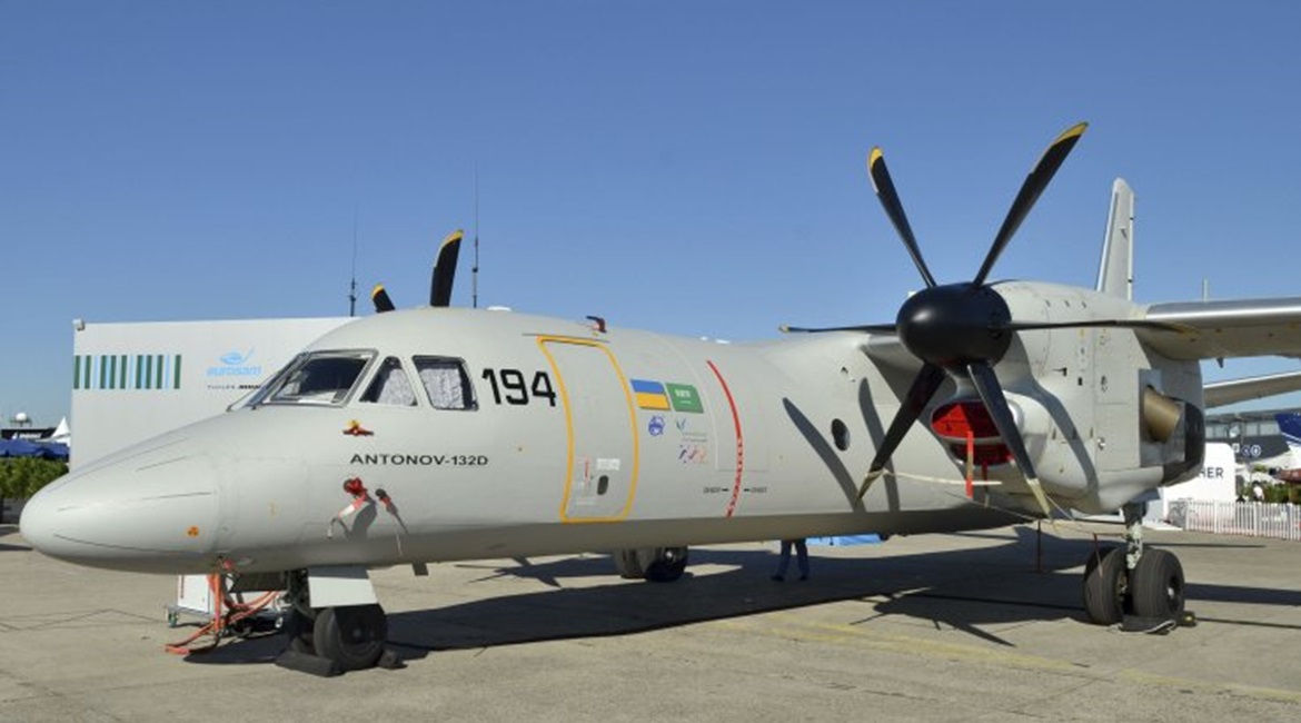 Progress on the Antonov An-132, seen here at the Paris Air Show in 2017, has stalled.