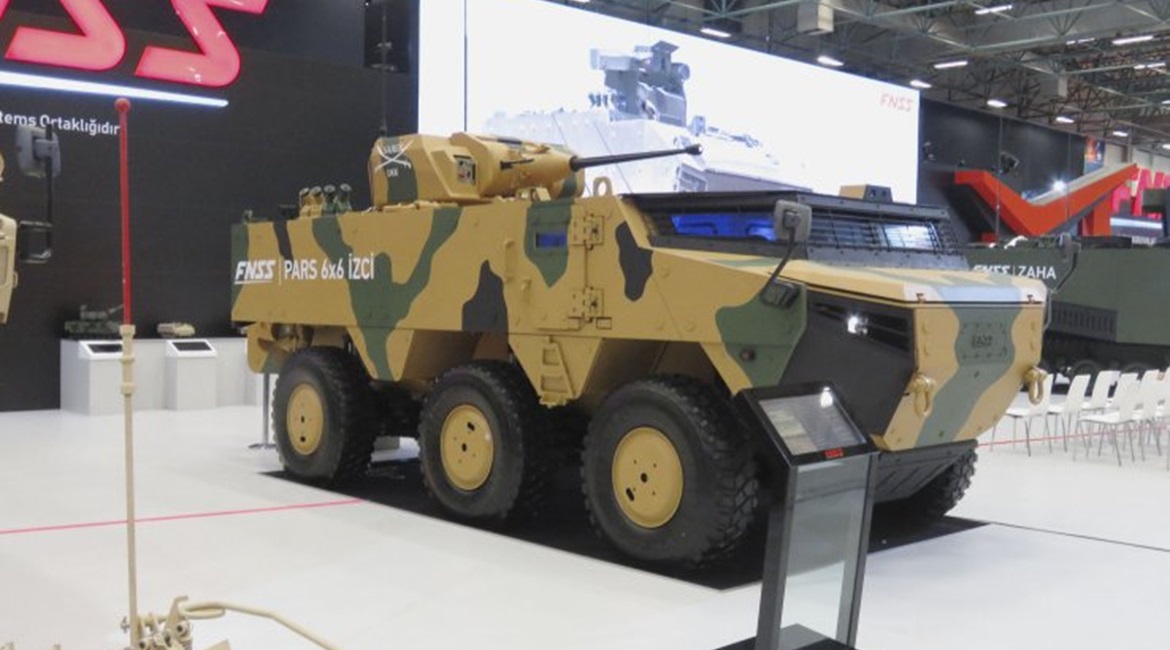 The Pars C2 concept vehicle as shown at IDEF 2019. The Pars order by the Turkish Land Forces marks the first time they have opted to procure wheeled AFVs.