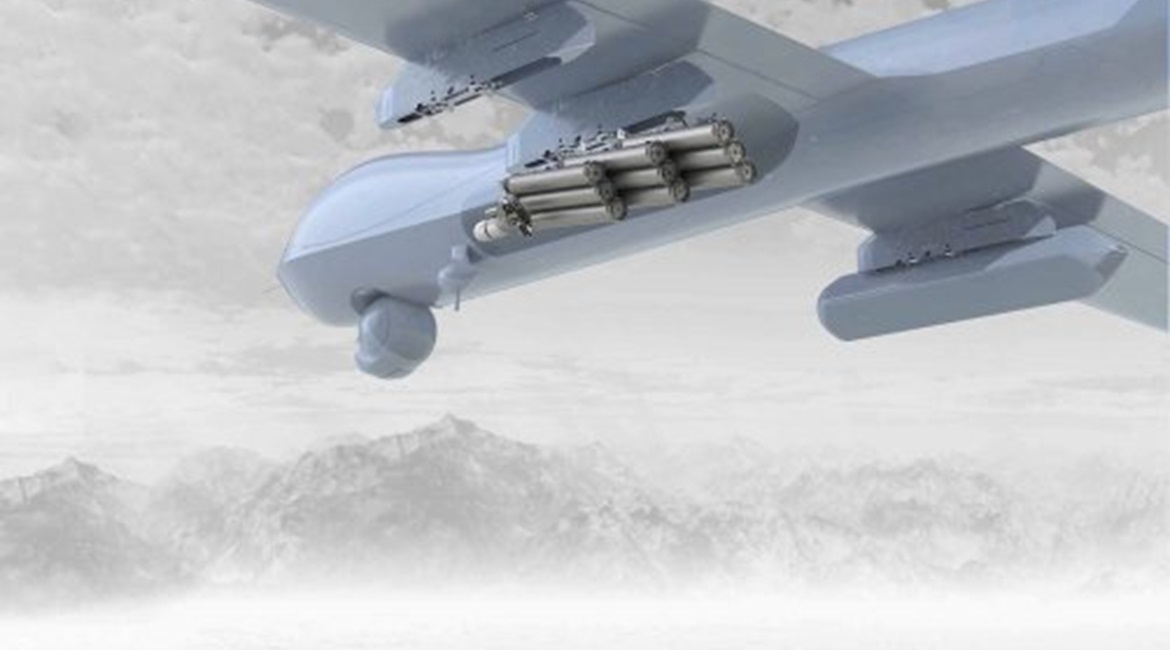 Conceptual art of the Sonobuoy Dispenser System fitted to an unmanned aerial vehicle.