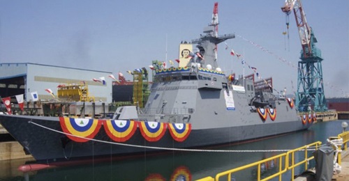 The first José Rizal-class frigate seen here at its launch ceremony.