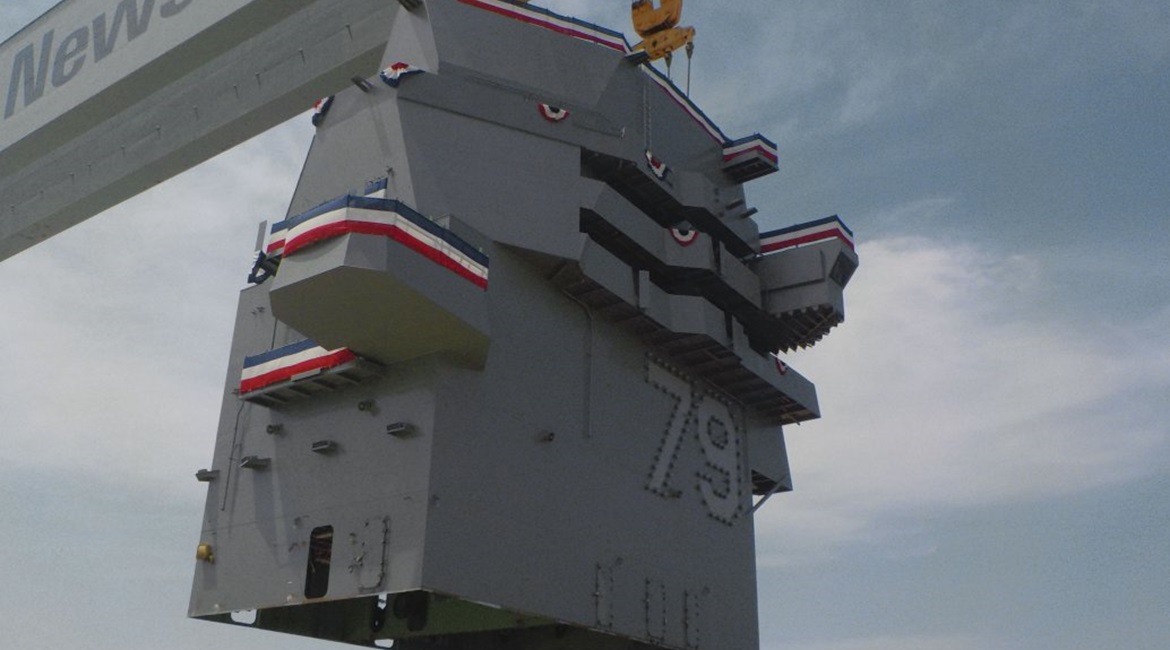 Newport News Shipbuilding successfully completed the island-lift for the aircraft carrier 
        
         (CVN 79) on schedule.