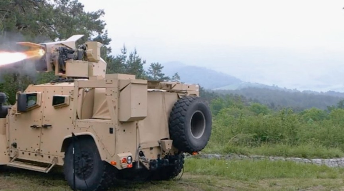 A Spike LR is launched from an Oshkosh 4×4 Joint Light Tactical Vehicle during the 16th Spike Users Club Meeting in Slovenia from 4-6 June.