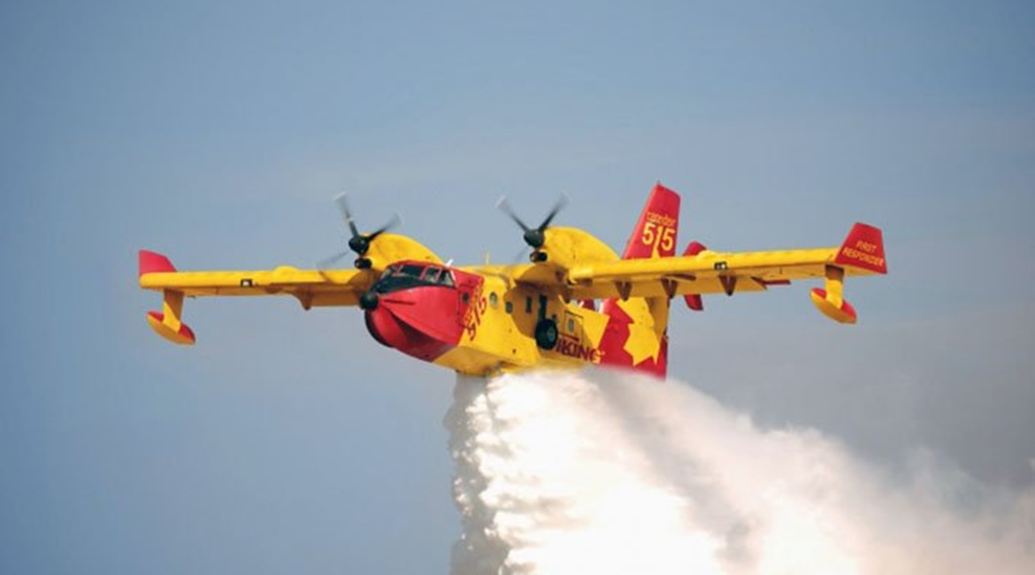 A Viking Canadair CL-515 amphibious aircraft is seen here in aerial firefighting configuration. The Indonesian MoD has signed a contract with Viking Air for six new CL-515s and one upgraded Canadair CL-415EAF amphibious aircraft.