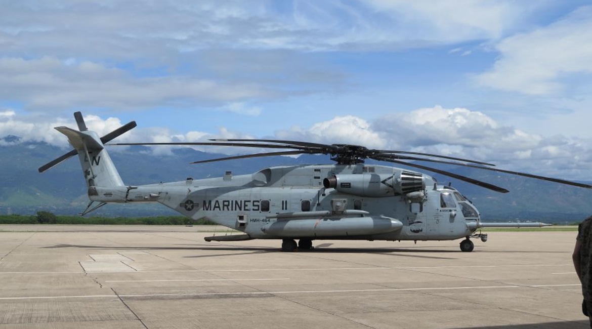 The SPMAGTF-SC deployed to Central America with four CH-53 Sea Stallion helicopters.
