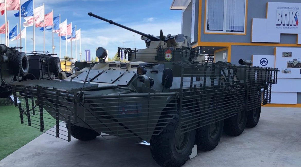 The Russian MoD is set to receive its first BTR-82AT APCs, one of which is displayed at Army 2019.