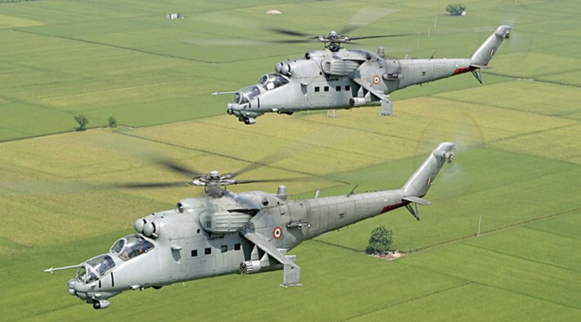 Two IAF Mi-25 'Hind' attack helicopters. The IAF has signed a USD29 million deal with Russia for the acquisition of an undisclosed number of 9M120 Ataka anti-tank missiles to arm its fleet of Mil Mi-25/35 rotorcraft.