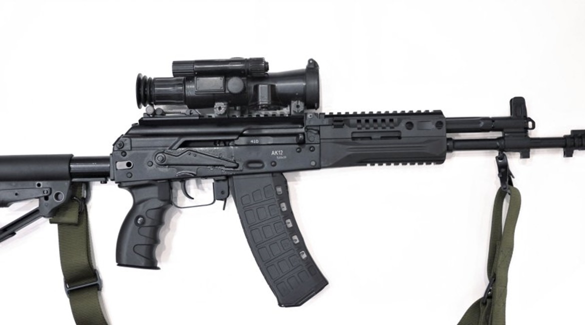 Sling, stock, pistol-grip, and index finger operable fire-selector plate fitted to an AK-12 (pictured) are also supplied with the KM-AK Obves kits.