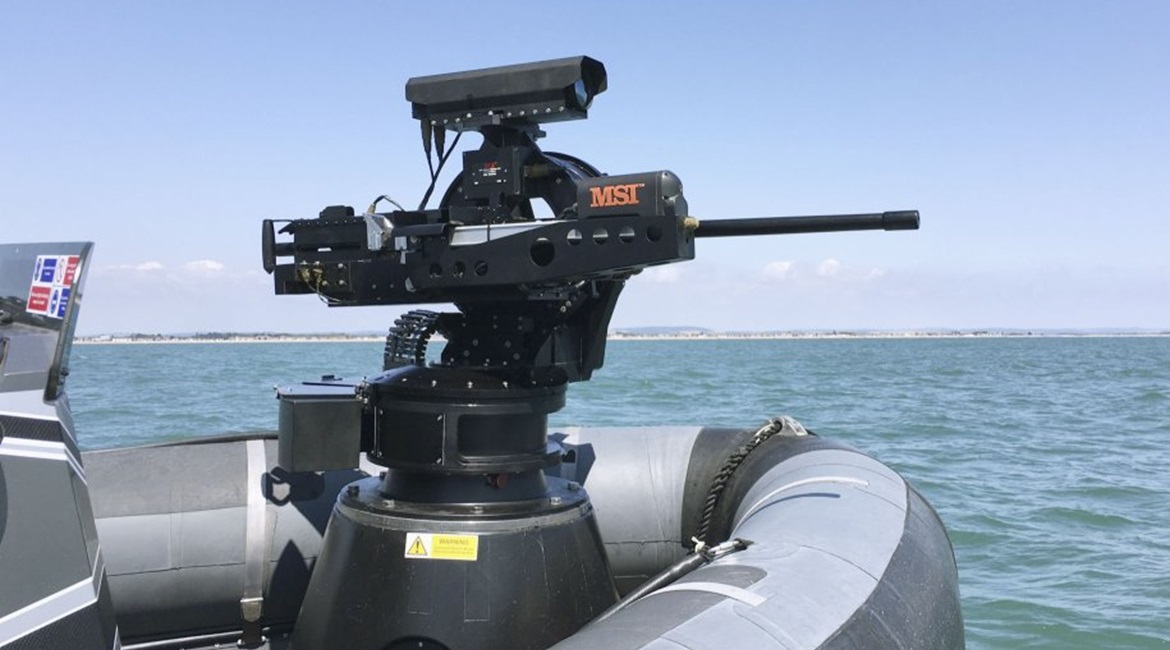 The Seahawk MWS is fitted with an M2HB 0.50 cal heavy machine gun and an on-mount sensor package incorporating a 3-5 µm thermal imager, a low-light TV camera, and a laser rangefinder.