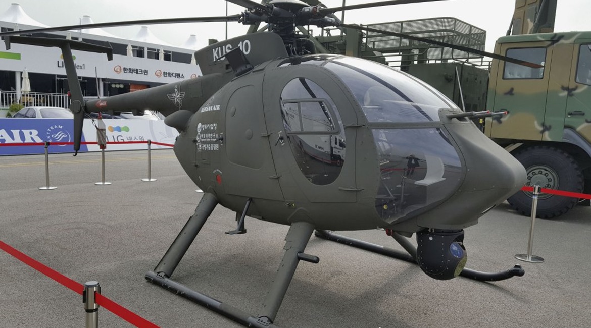 Seen at the ADEX 2017 exhibition in Seoul, the KUS-10 was an optionally-piloted testbed used in the development of the KUS-VH armed unmanned Little Bird helicopter.