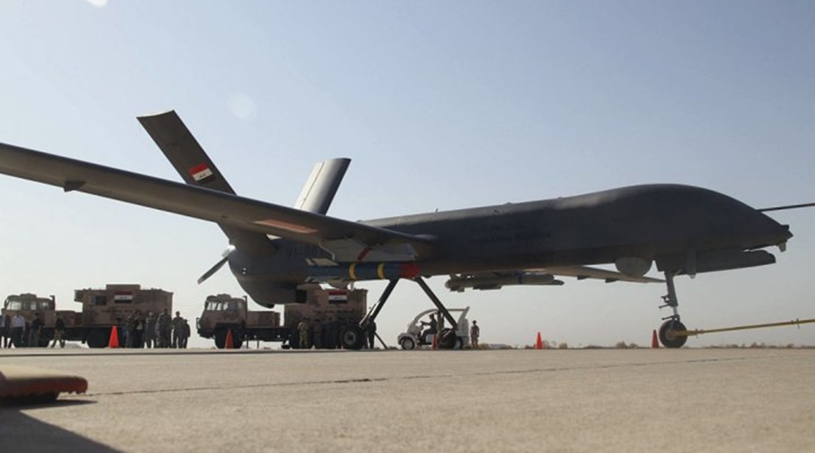 A photograph released by the Iraqi Ministry of Defence on 10 October 2015 of one of the Iraqi Army's CH-4 UAVs armed with what appear to be an AR-1 laser-guided missile and FT-9 guided bomb.