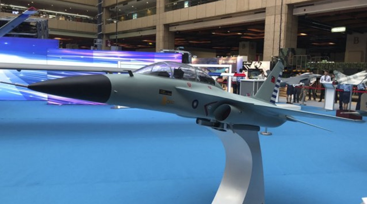The latest model of AIDC's Advanced Jet Trainer was displayed at the 2019 TADTE.