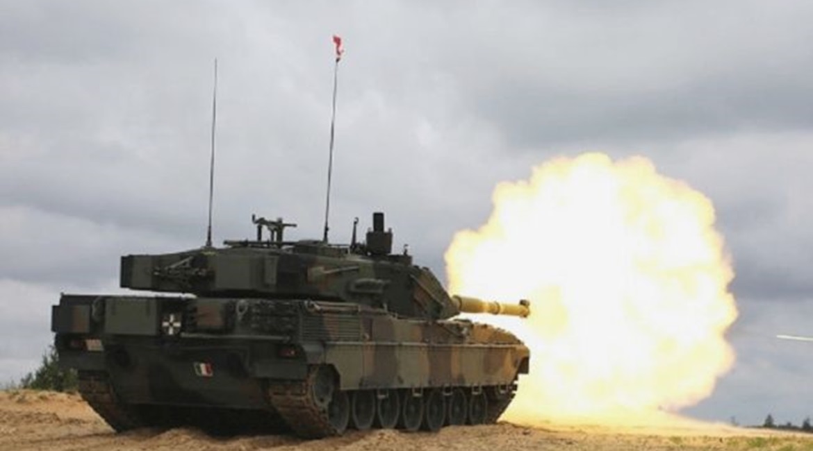 Ariete MBT live firing during Exercise 'Reaper Prime' in the Camp Adaži training area.