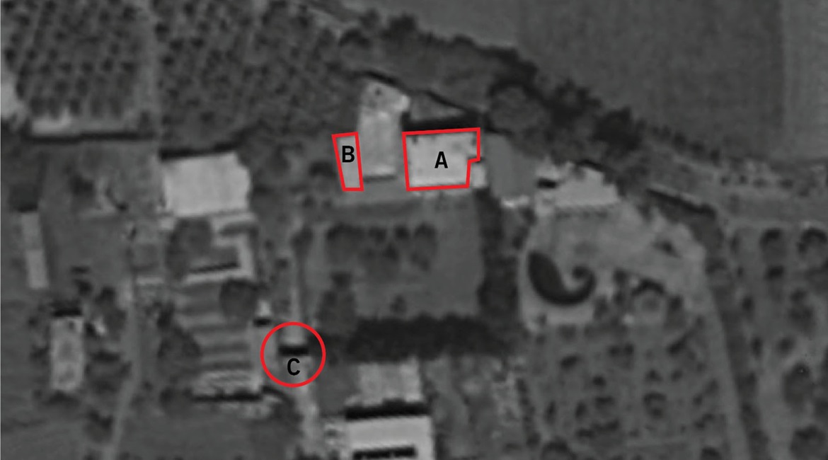 The IDF released a satellite image of the compound targeted in the 24 August airstrike. The compound is close to Aqrabah, a village north of Damascus International Airport.