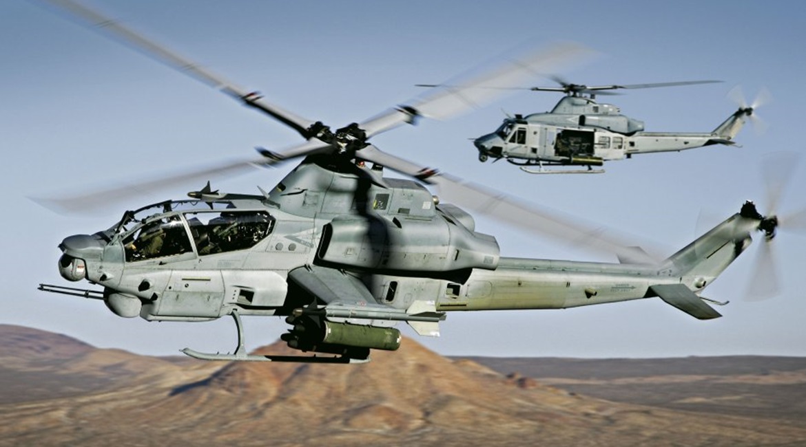 The Czech Air Force will buy eight UH-1Y Venom utility (background) and four AH-1Z Viper combat helicopters (foreground) under a CZK14.5 billion contract to be concluded by the end of the year.