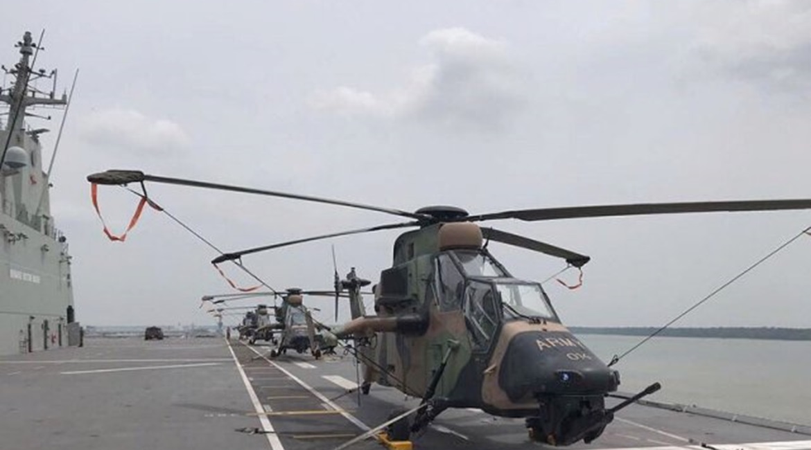 Seen aboard HMAS 
        
         during the type's first overseas deployment earlier in 2019, the Tiger is being pitched by Airbus as a “cost-effective” solution to its future armed reconnaissance requirement.