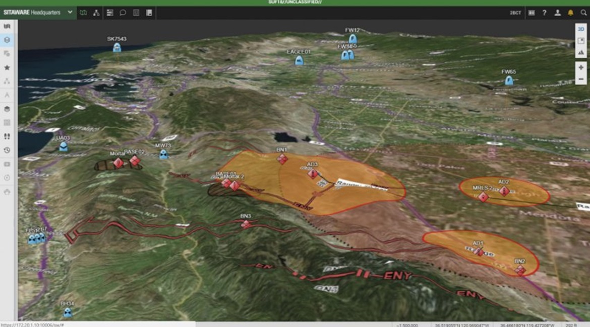 A screenshot showing SitaWare HQ's 3D visualisation tool.