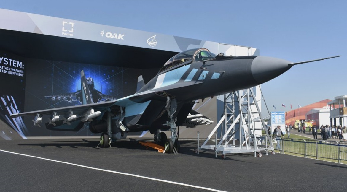 RAC MiG unveiled an export variant of its MiG-35 multirole combat aircraft at MAKS 2019.