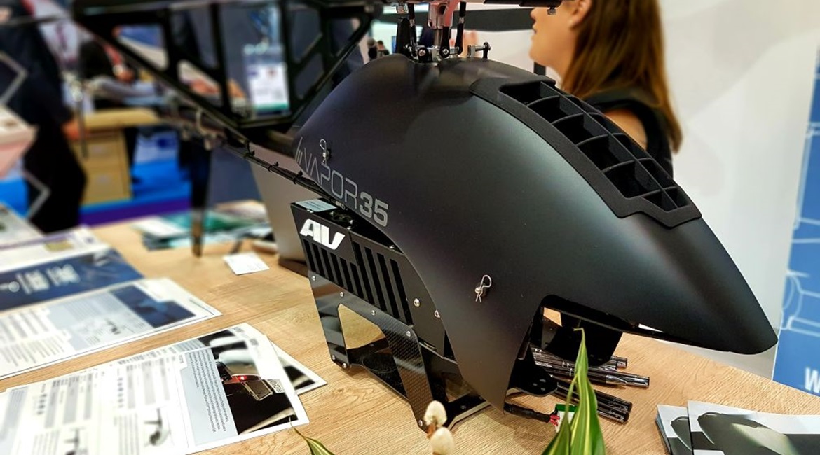 The Vapor 35 (pictured) and larger Vapor 55 were being showcased at the DSEI 2019 exhibition in London as AeroVironment looks to secure its first international customers for the VTOL UAVs.