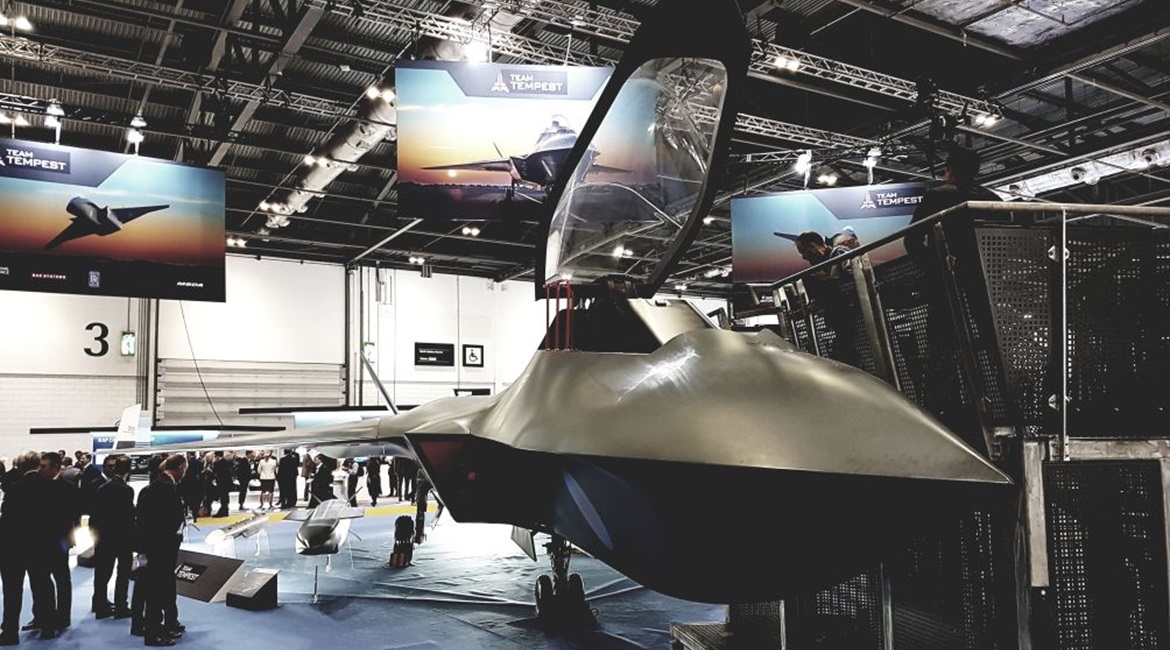 A mock-up of the Tempest fighter at the DSEI 2019 exhibition in London. The Italian government used the occasion to formally announce its decision to join the effort with the UK and Sweden.