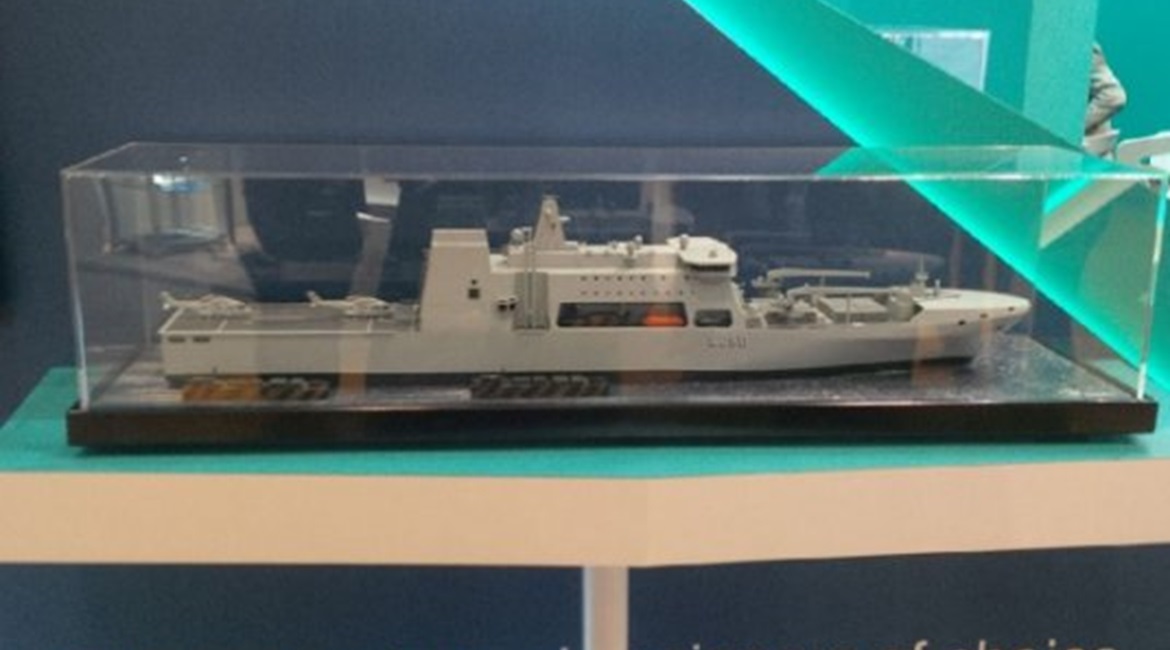 BMT's new  ELLIDA multirole support and logistics vessel design in display at DSEI in London.