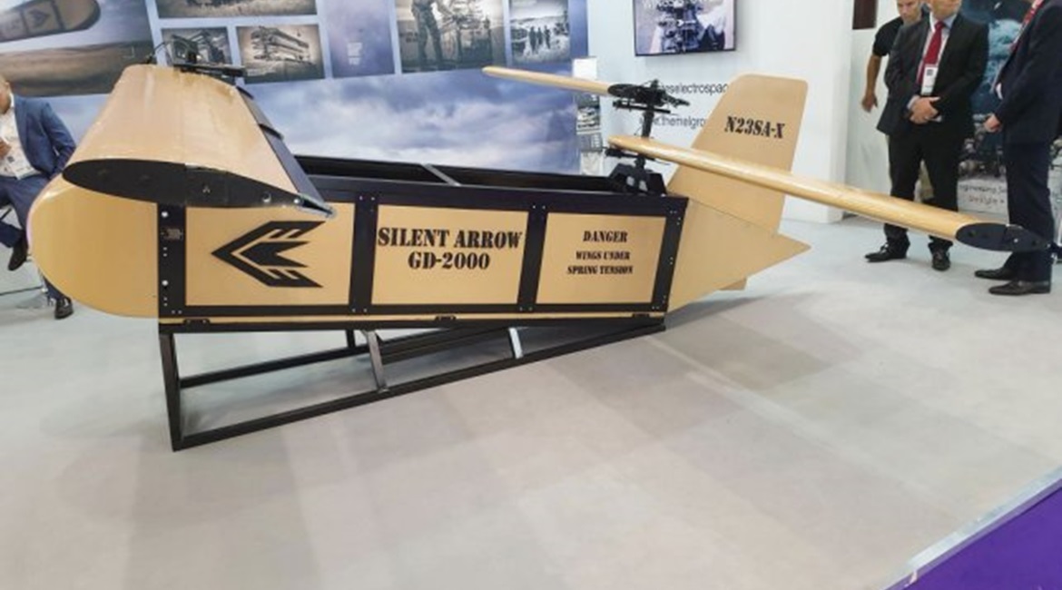 Yates Electrospace Corporation unveiled its Silent Arrow cargo delivery UAV at DSEI 2019.