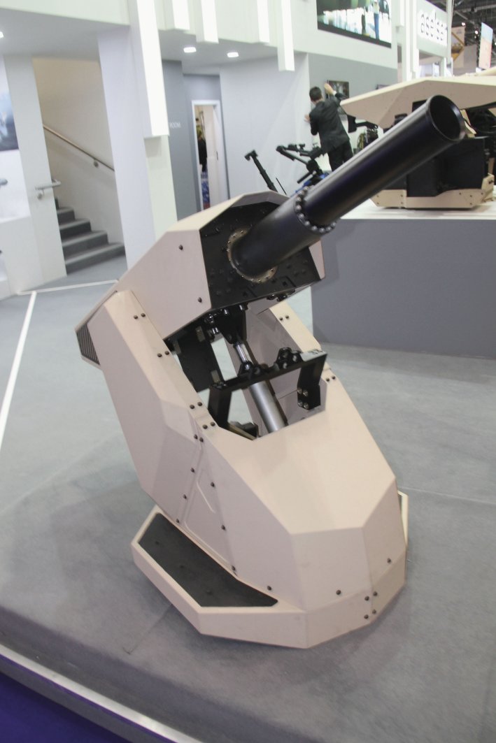 Aselsan’s Alkar 81 mm mortar weapon system is turntable-mounted and can be rapidly laid on to the target. (Christopher F Foss)