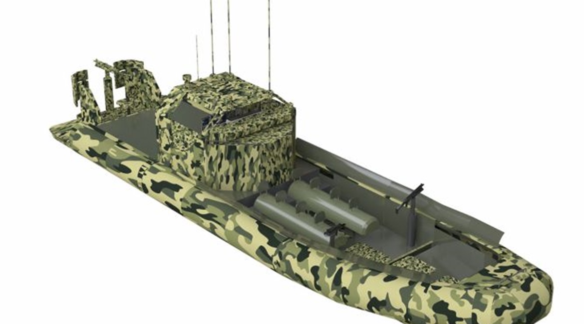 RHIB MM12000 features ballistic protected cabin and three machine guns