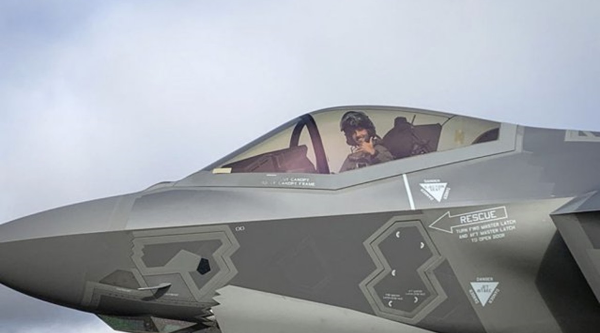 One of six Italian Air Force F-35s that deployed to Iceland on 26 September, where they will perform the type's first NATO air surveillance and air policing mission