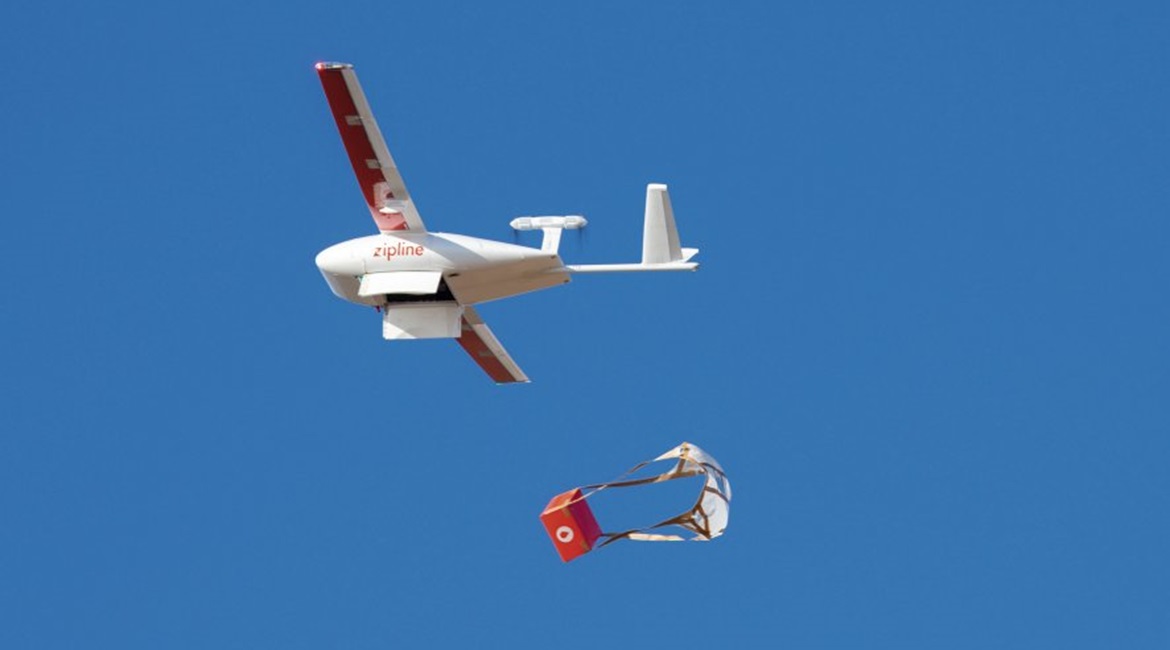 Zipline's Drone Delivery Service carries fresh-whole-blood loads inside a specially designed UAV.