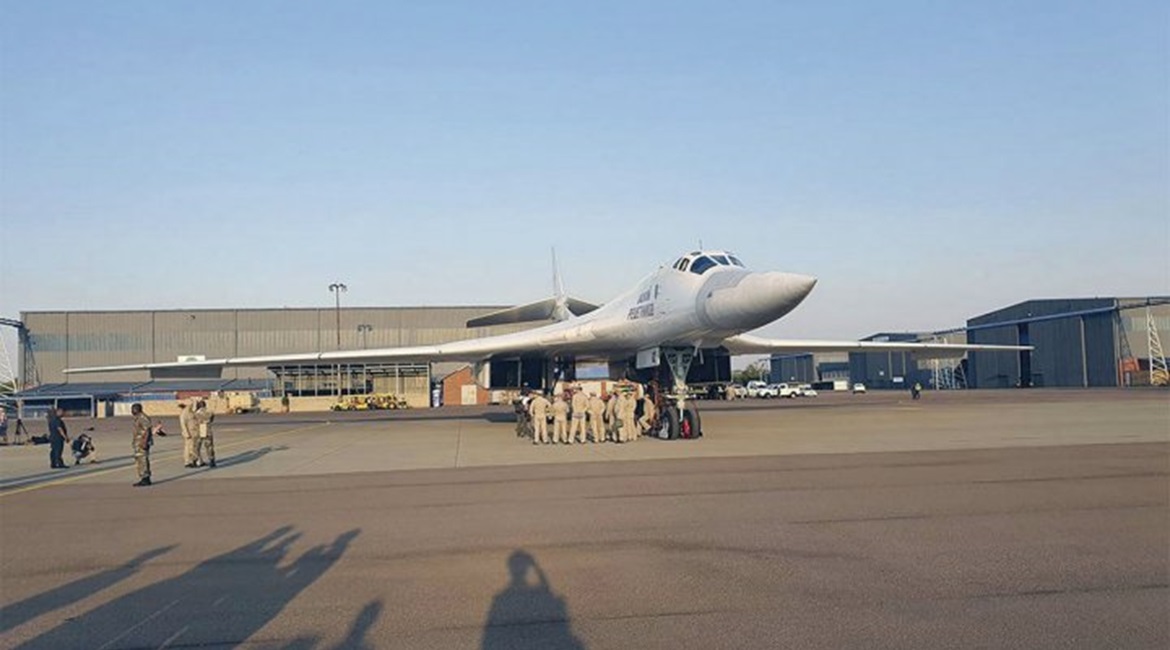 One of the two Tu-160 'Blackjack' bombers that, along with a support package of other aircraft, arrived in South Africa for the first time on 23 October.