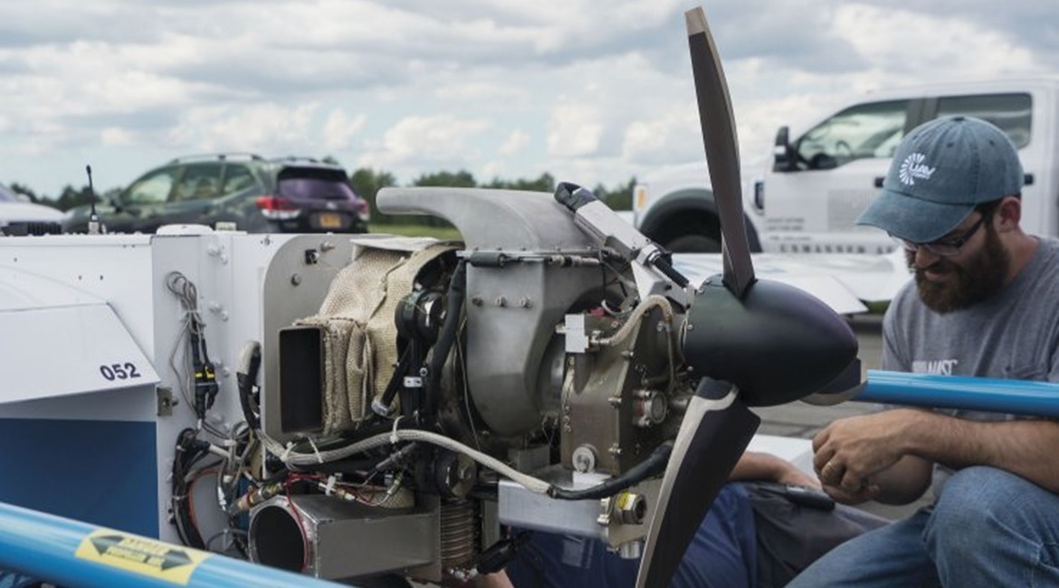 UAV Turbines' Monarch 5 engine inside a NavMar Applied Sciences Corporation TigerShark airframe.