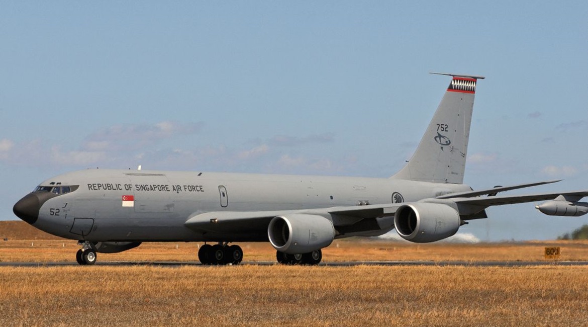 A RSAF KC-135R Stratotanker preparing for take-off during an overseas exercise. The service's fleet of four Stratotankers has now been retired in favour of six Airbus A330 MRTTs.
