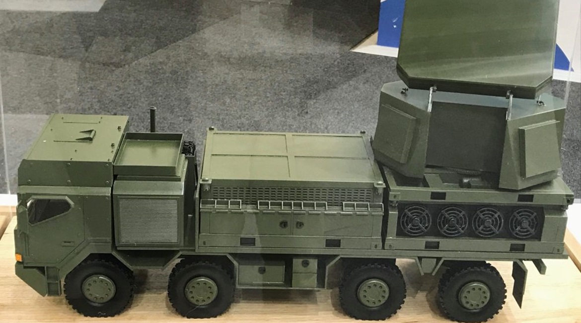 A model of the truck-mounted CEAOPS surveillance and cueing radar.