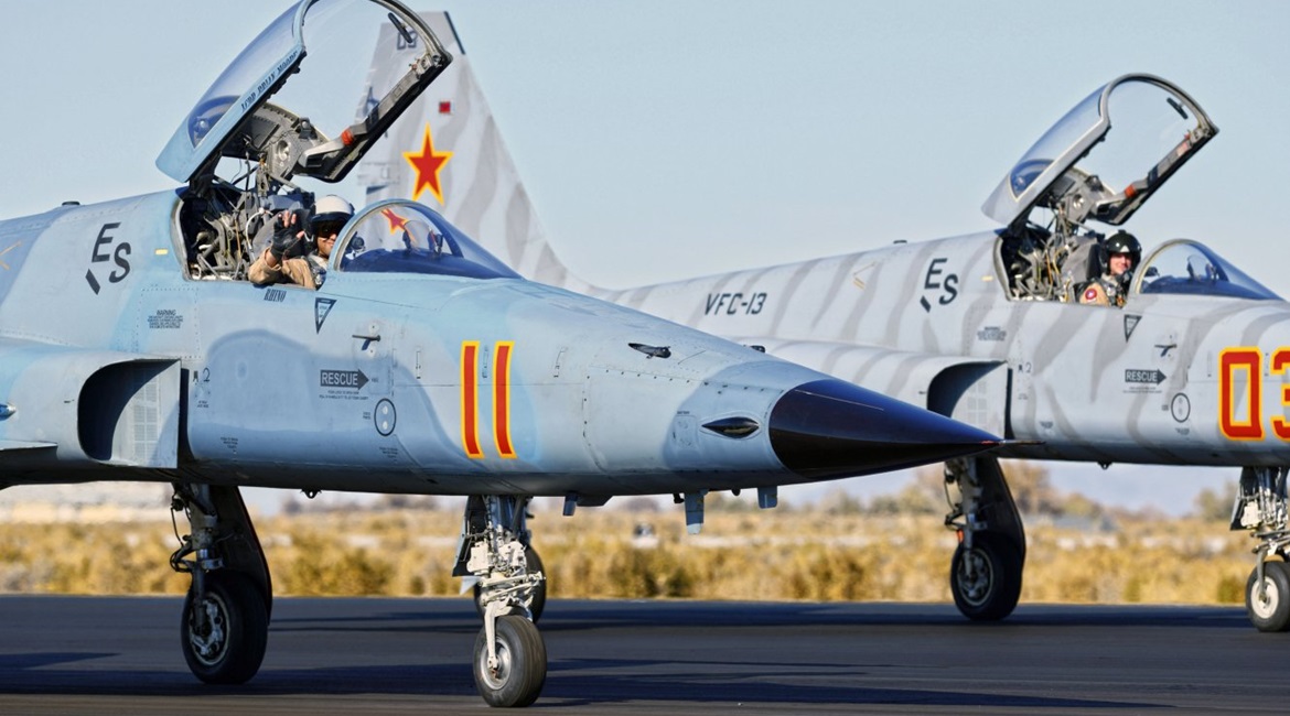 A pair of F-5Ns of VFC-13 at NAS Fallon, Nevada.