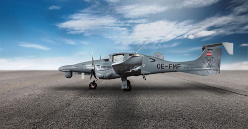 The Diamond Aircraft DA62 MPP fitted with the Thuraya Aero Satellite System and Trakka SWE-400 LE EO/IR gimbal.