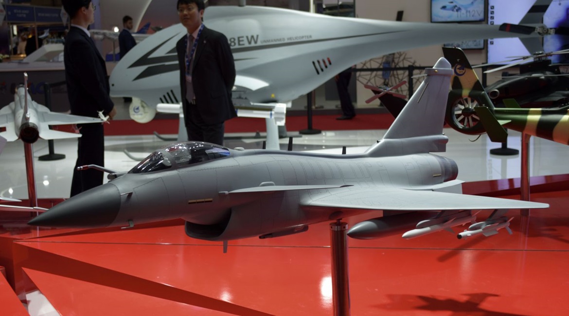 A model of the FC-20E, displayed at the Dubai Airshow.