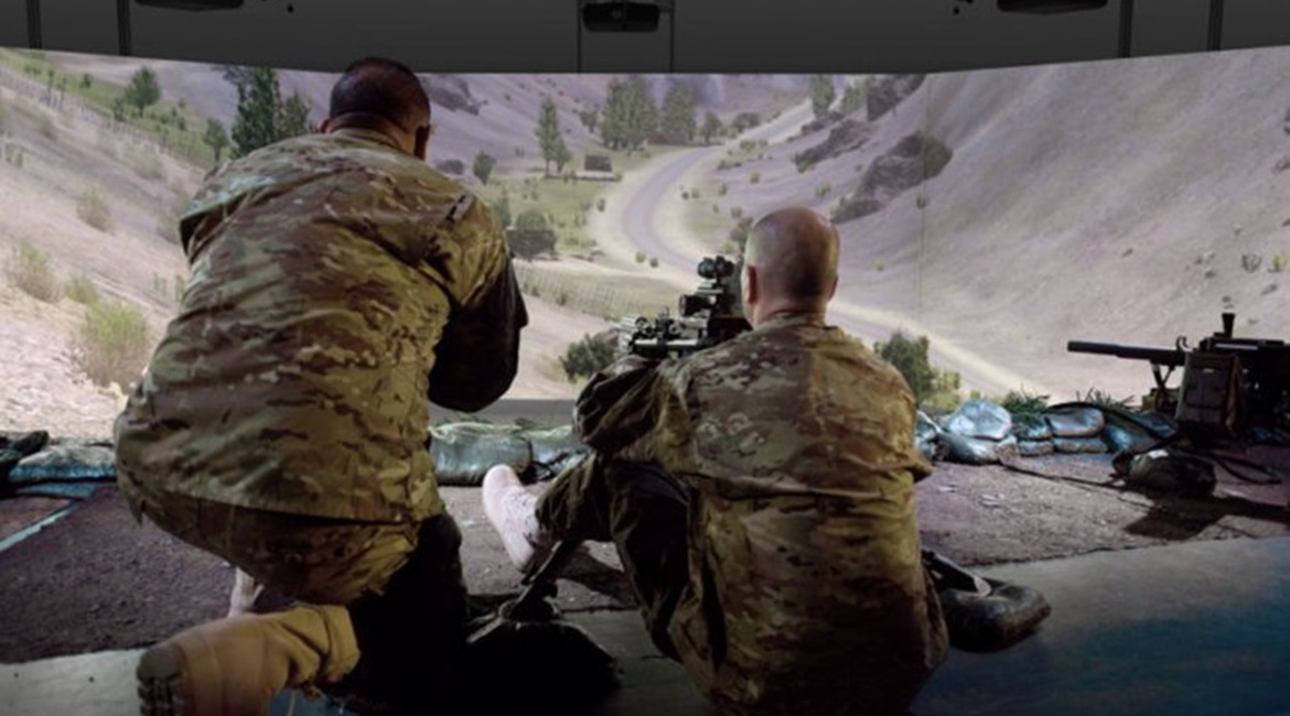 An M2 machine gun being used in the FATS 180MIL in the immersive 3D configuration.