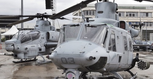 Seen here in US Marine Corps service, the UH-1Y (foreground) and AH-1Z (background) will now be fielded by the Czech Republic also.