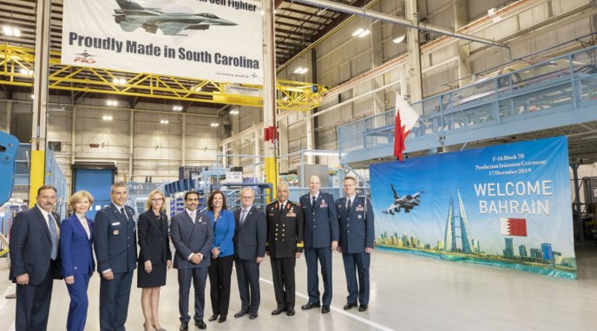 Shaikh Abdullah bin Rashed Al Khalifa, ambassador of the Kingdom of Bahrain to the United States, visited Lockheed Martin's production line in Greenville to mark to start of the country's contract for 16 new-build F-16Vs.