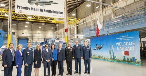 Shaikh Abdullah bin Rashed Al Khalifa, ambassador of the Kingdom of Bahrain to the United States, visited Lockheed Martin's production line in Greenville to mark to start of the country's contract for 16 new-build F-16Vs.