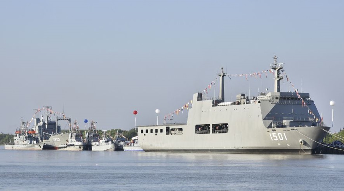 The MN commissioned eight vessels on 24 December, including its first-ever LPD amphibious assault ship (foreground).