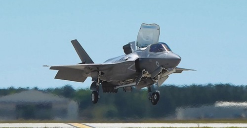 An F-35B aircraft operated by the UK Royal Air Force performs a vertical landing manoeuvre at Marine Corps Air Station Beaufort in South Carolina. Singapore has requested for four of these aircraft, with an option for up to eight more.