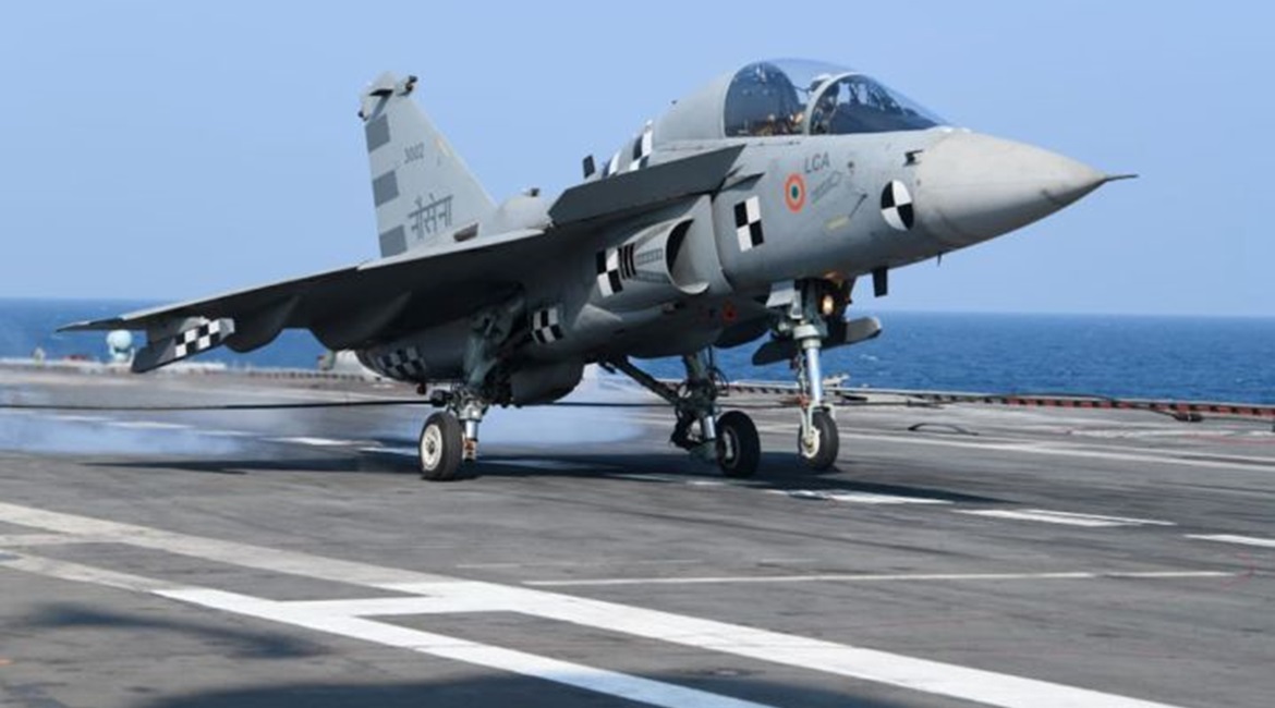 A prototype of India's indigenously developed LCA (N) Mk 1 aircraft carried out its first 'arrested landing' on 11 January on the deck of IN carrier INS 
        
        .