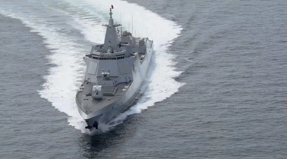 The principal armament of 
        
        , which entered service with the PLAN on 12 January, centres around its VLS, which comprises 64 cells forward of the bridge and 48 cells forward of the hangar.