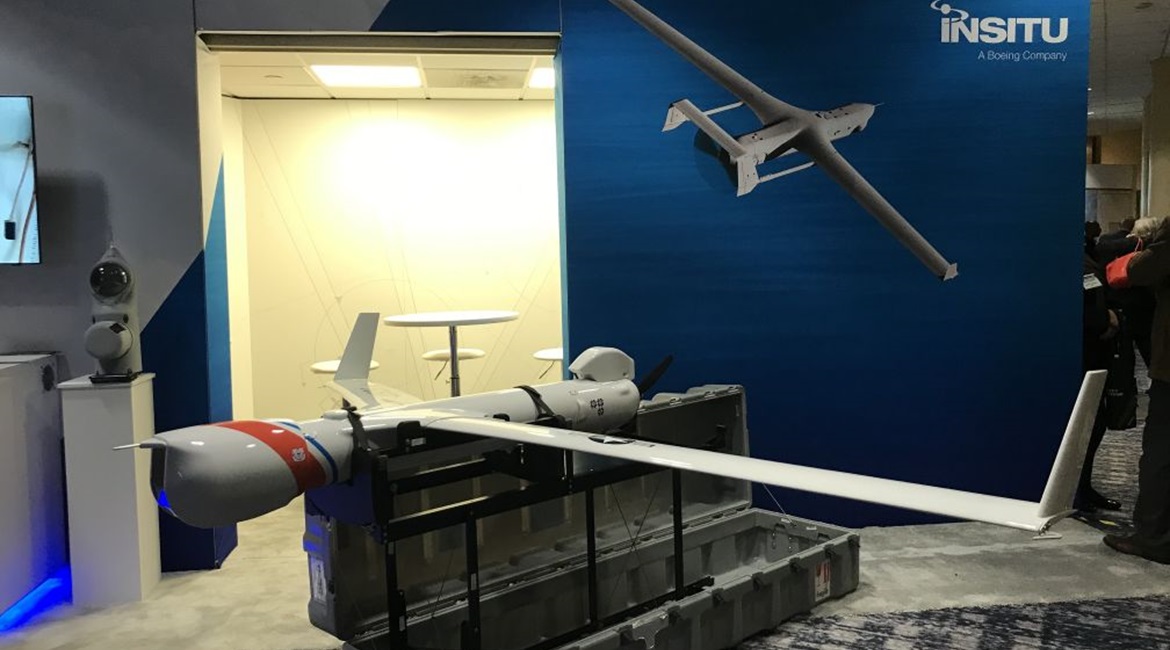 Insitu's ScanEagle endurance mini-UAV on display at the Surface Navy trade show on 14 January 2020.