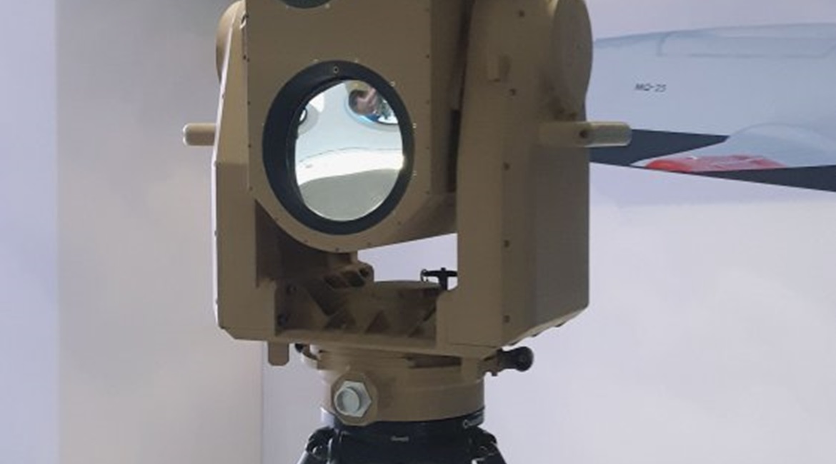 A full-scale model of Boeing's Compact Laser Weapon System (CLWS) on display at the 2020 National Surface Navy Association Symposium on 15 January.
